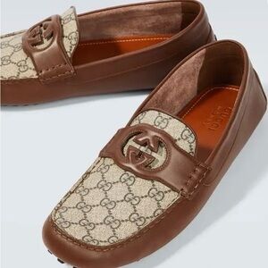 GUCCI Interlocking G Leather Moccasins US 11